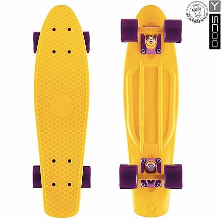 Скейтборд виниловый Y-Scoo Fishskateboard 22" 401-Y с сумкой, желто-фиолетовый 